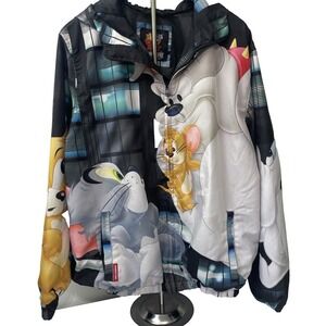 Members Only Tom and Jerry Windbreaker Mens XL‎ Multicolor Good Graphic Jacket